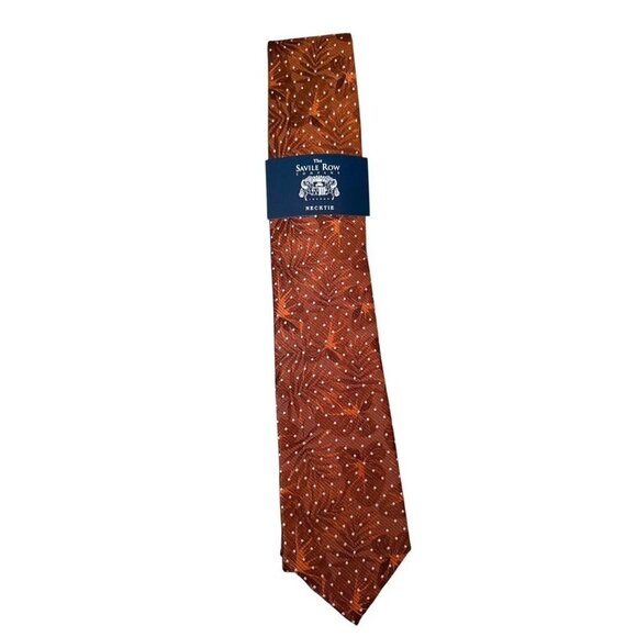 Savile Row Co Mens Cognac Floral Shaw Dot Classic Tie Workwear New - Picture 5 of 6